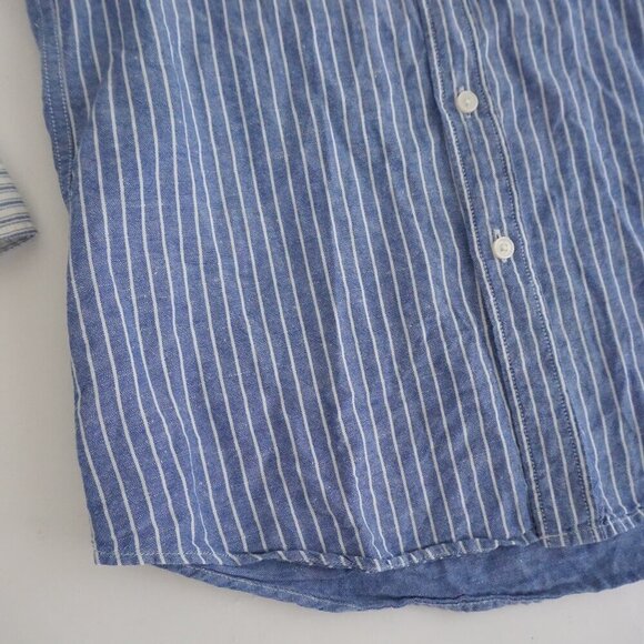 Jw Anderson X Uniqlo Blue White Stripe Linen Blend Button Down Dress Shirt Small - Picture 5 of 9